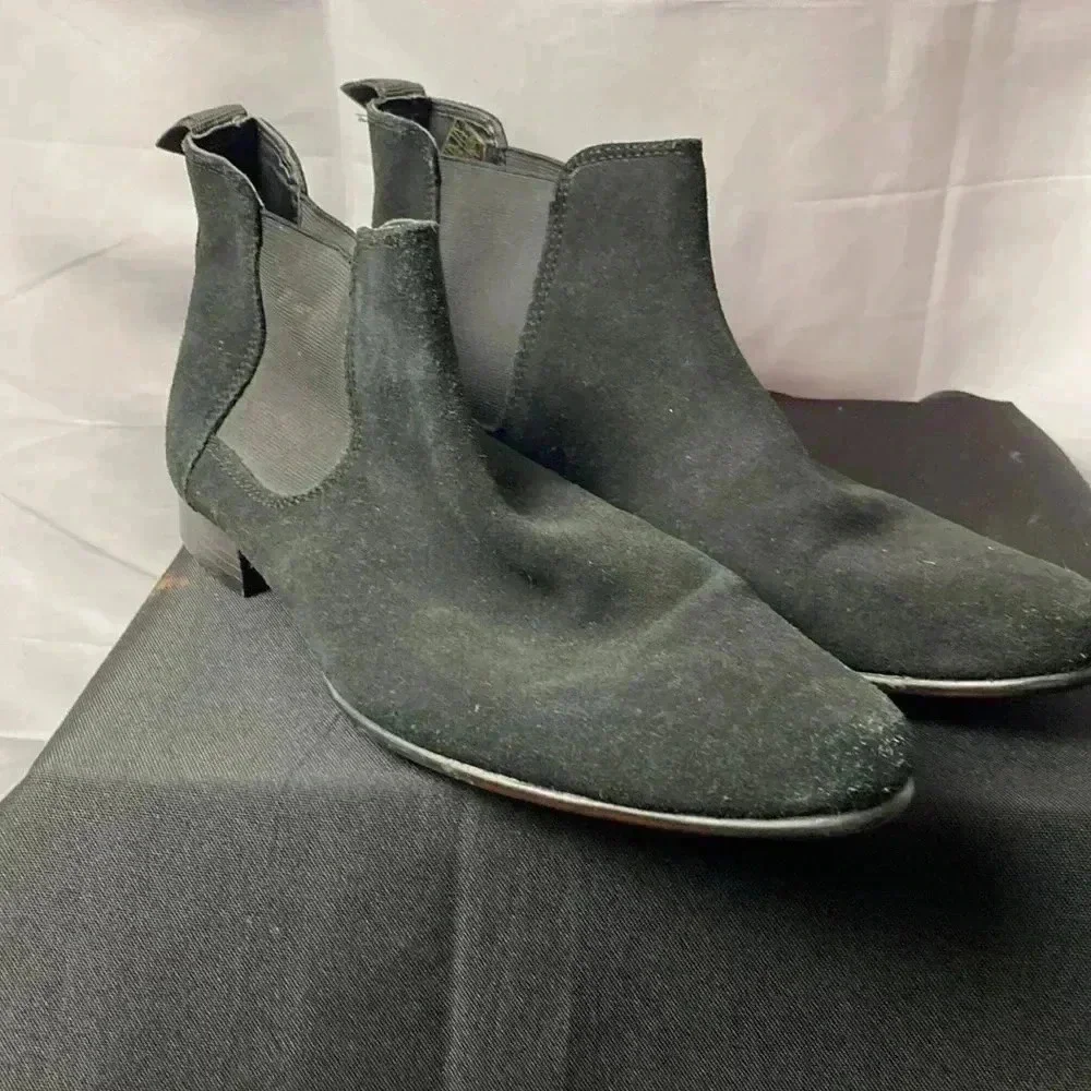ASOS MENS SIZE 7.5 BLACK LEATHER‎ ANKLE BOOTS PULL ON CLEAN